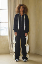 ASPEN BOW TIE WIDE SWEATPANTS - BLACK