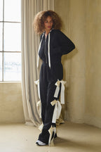 ASPEN BOW TIE WIDE SWEATPANTS - BLACK