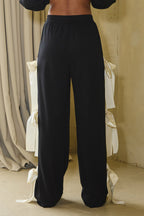 ASPEN BOW TIE WIDE SWEATPANTS - BLACK