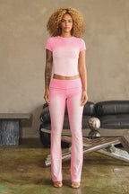 RAMONA OMBRE FOLDOVER FLARE PANTS - PINK