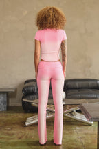 RAMONA OMBRE FOLDOVER FLARE PANTS - PINK