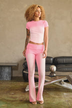 RAMONA OMBRE FOLDOVER FLARE PANTS - PINK