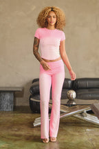 RAMONA OMBRE FOLDOVER FLARE PANTS - PINK