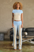 RAMONA OMBRE FOLDOVER FLARE PANTS - BLUE