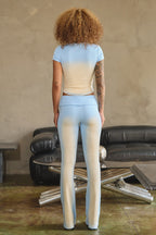 RAMONA OMBRE FOLDOVER FLARE PANTS - BLUE