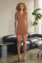 AZURA V-NECK SLEEVELSS KNIT MINI DRESS