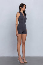 PIXI HOODED ROMPER - CHARCOAL