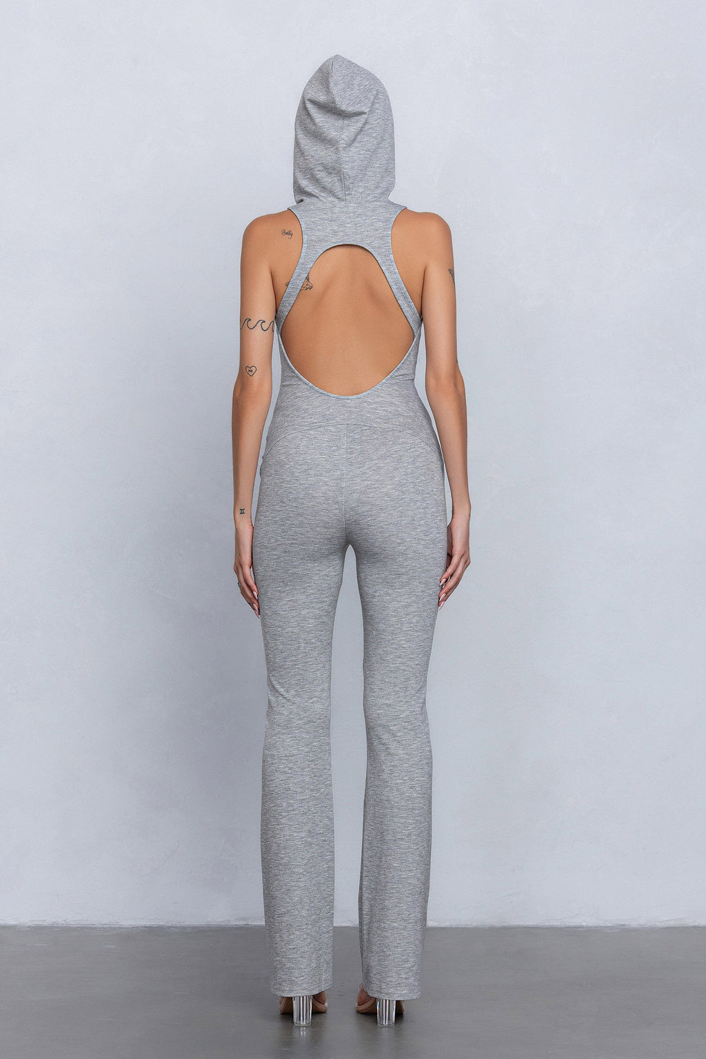 PIXI HOODED JUMPSUIT - HEATHER GREY