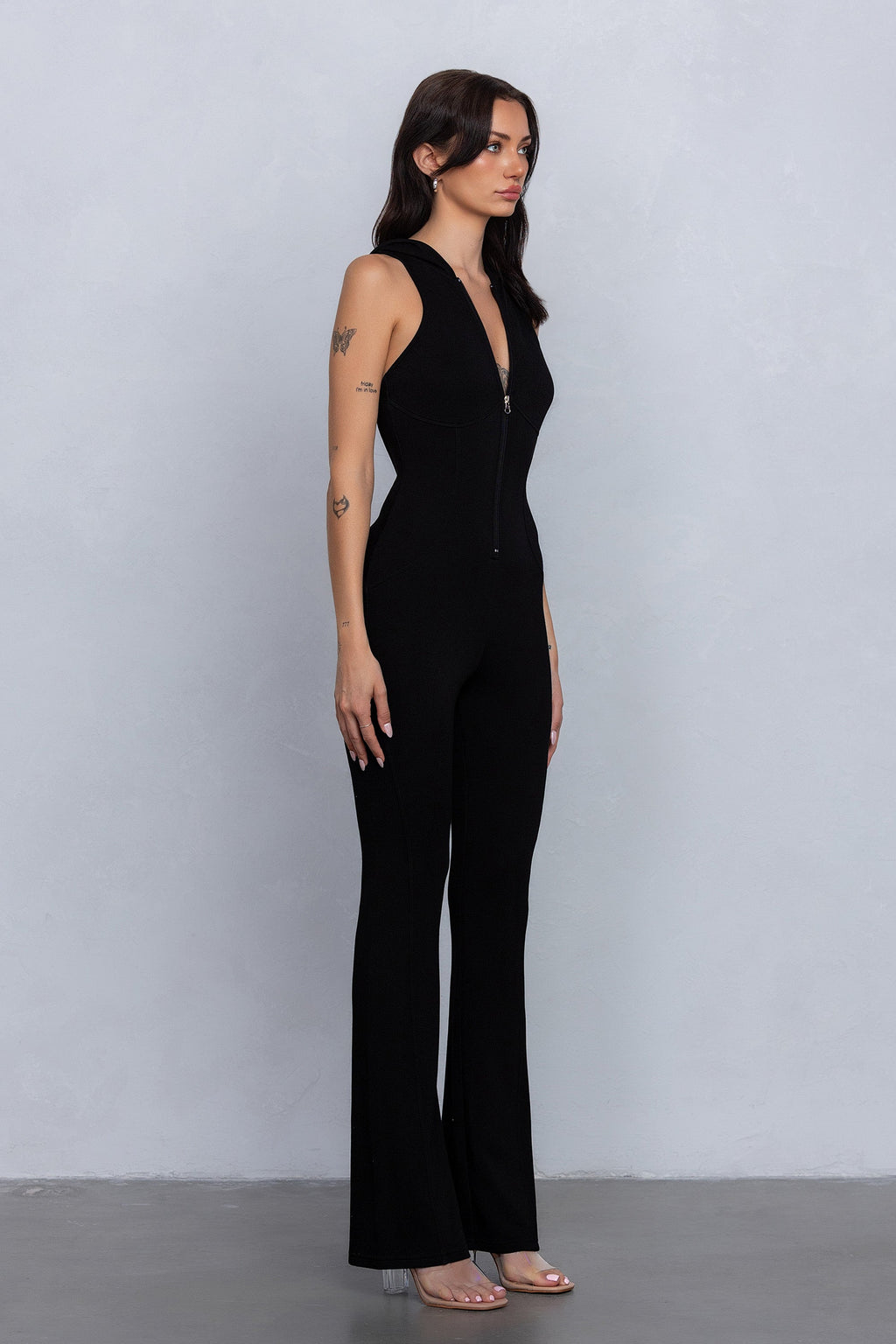 PIXI HOODED JUMPSUIT - BLACK