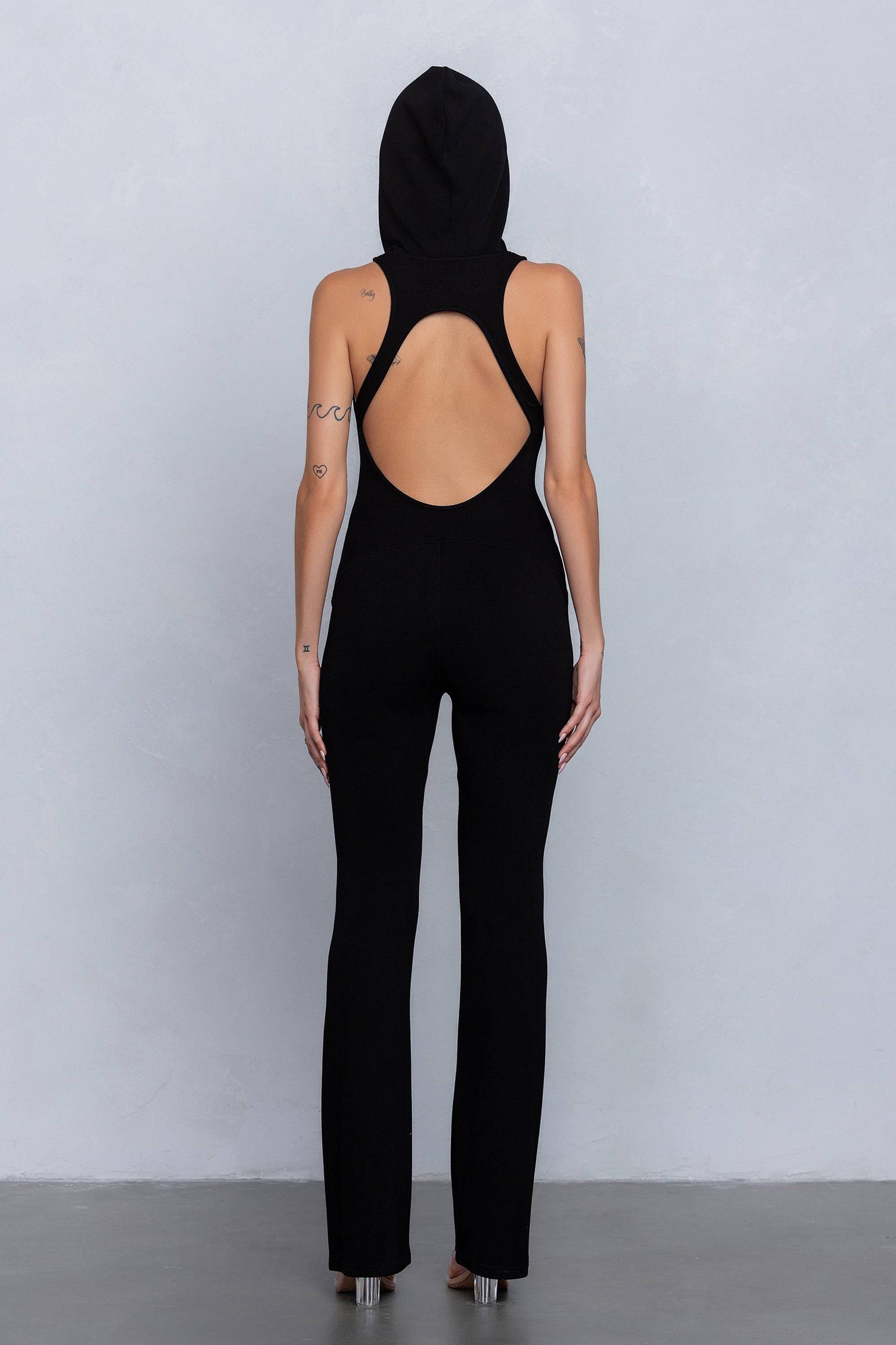 PIXI HOODED JUMPSUIT - BLACK