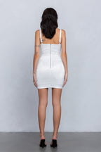 REIA SATIN CUT OUT MINI DRESS - WHITE