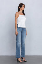 REIA BACK RIBBON TIE CAMI - WHITE