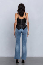 REIA SATIN SLEEVELESS BUSTIER - BLACK