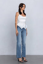 REIA SATIN SLEEVELESS BUSTIER - WHITE