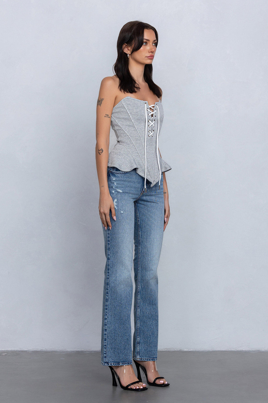 IVA LACE UP DETAIL BUSTIER TUBE TOP