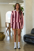 ATLAS FRENCH TERRY SHORTS - PINK/BURGUNDY