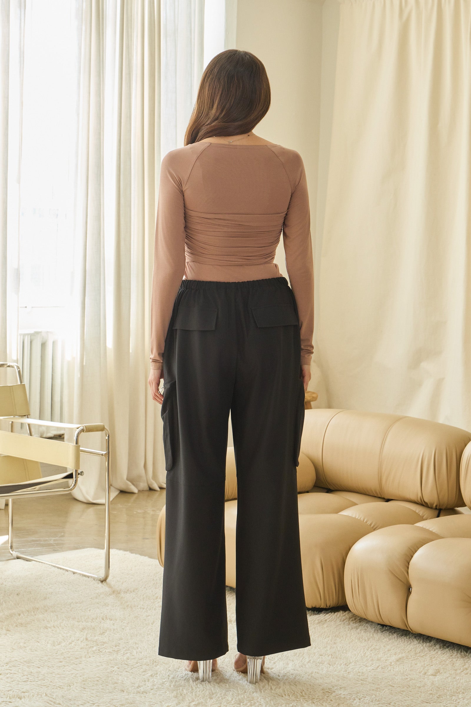 ASHER CARGO POCKET PANTS - BLACK