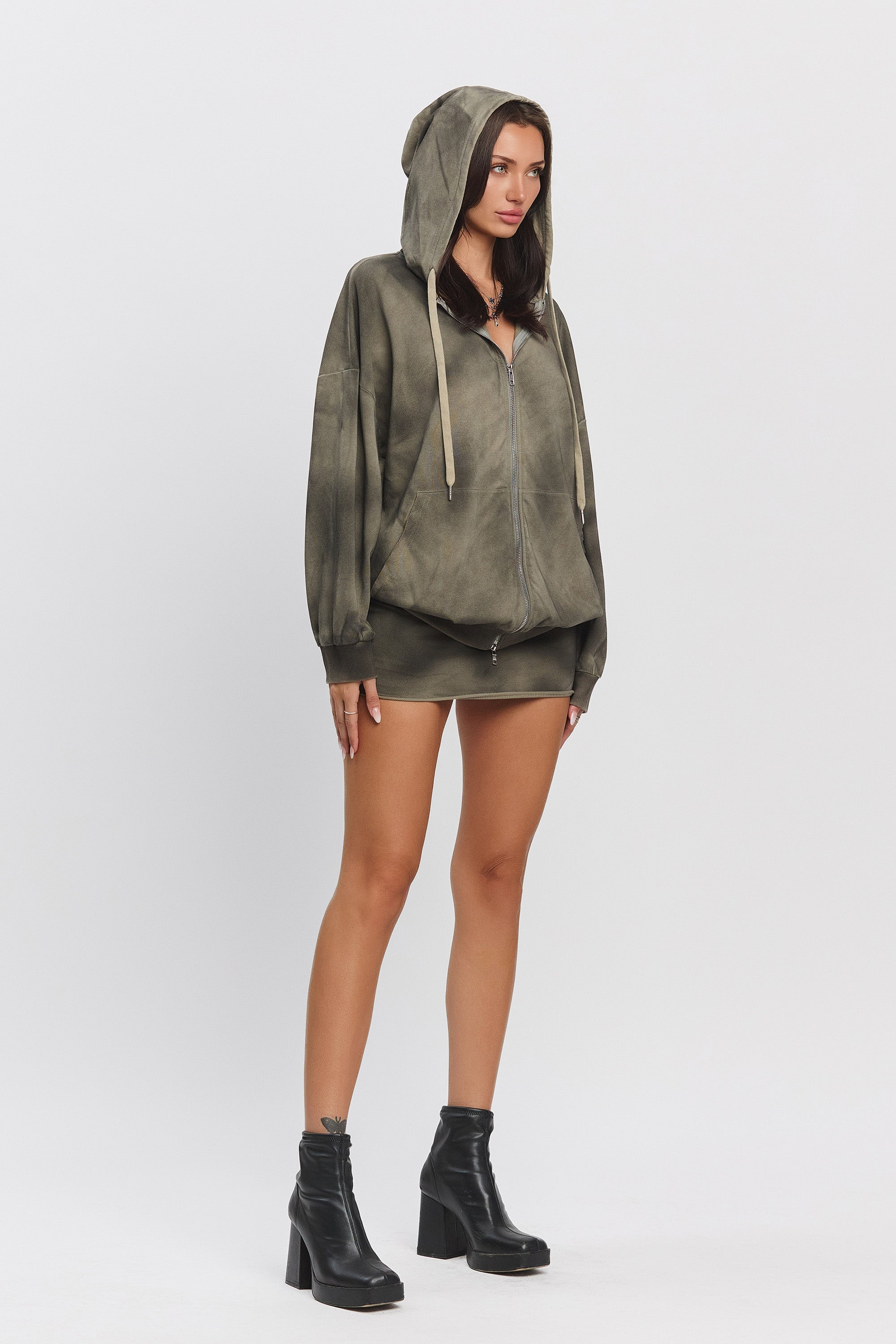 DALTON WASHED FRENCH TERRY MINI SKORT - OLIVE