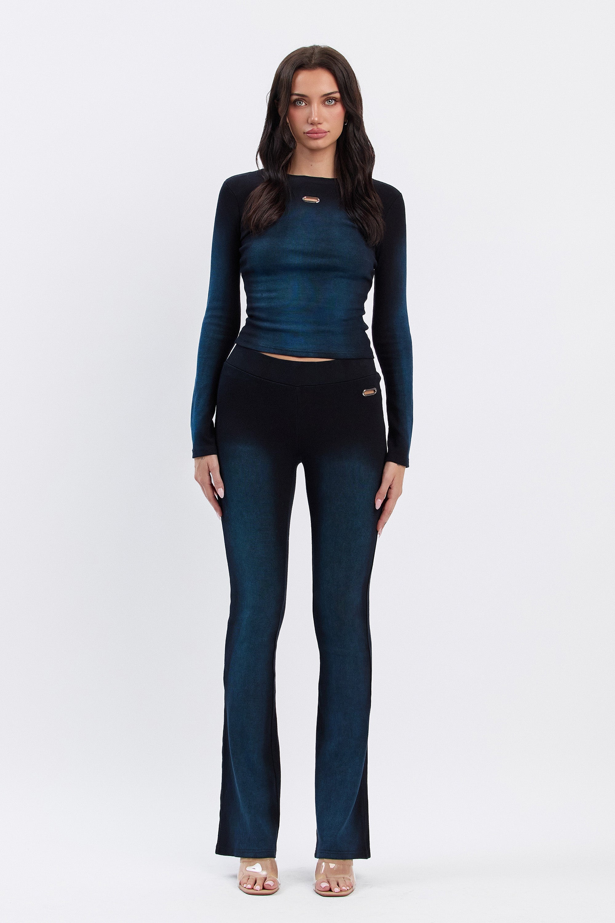 JENNI GRADIENT FLARED PANTS - BLUE