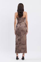 AMBER SUEDE BELTED MAXI DRESS - BROWN