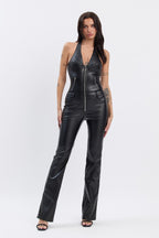 CARTER ZIPPER HALTER NECK JUMPSUIT