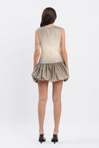LUCIA PLEATHER OMBRE BUBBLE MINI DRESS - GREY
