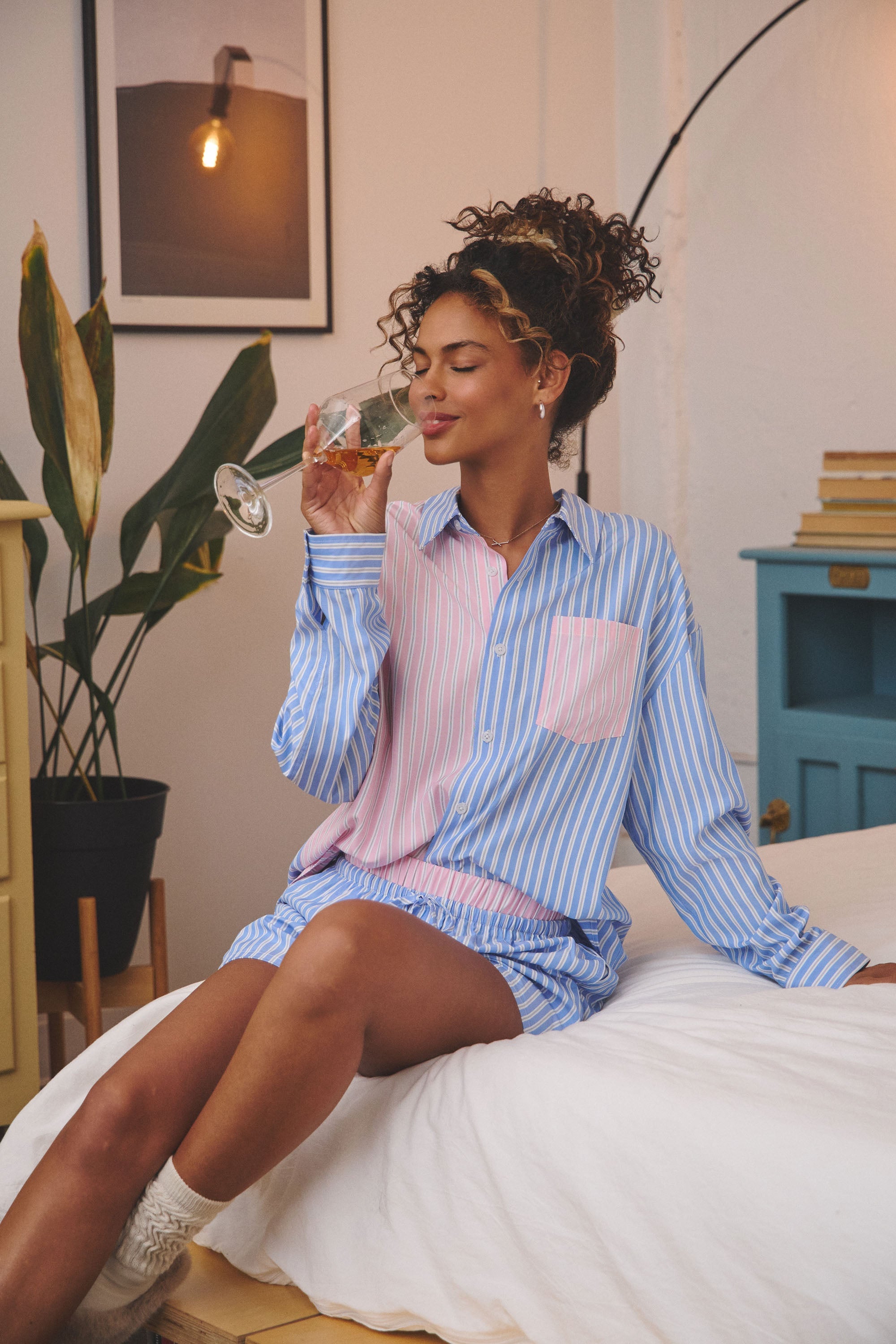 BAILEY COLORBLOCK STRIPED SHIRT - BLUE/PINK