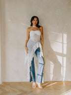 FRANKIE RUFFLE LACE TUBE TOP - WHITE