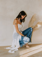 FRANKIE RUFFLE LACE TUBE TOP - WHITE