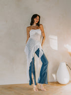 FRANKIE RUFFLE LACE TUBE TOP - WHITE