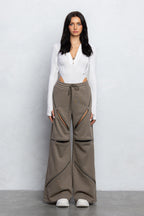 HARLYN WIDE ZIPPER SWEATPANTS - ASH