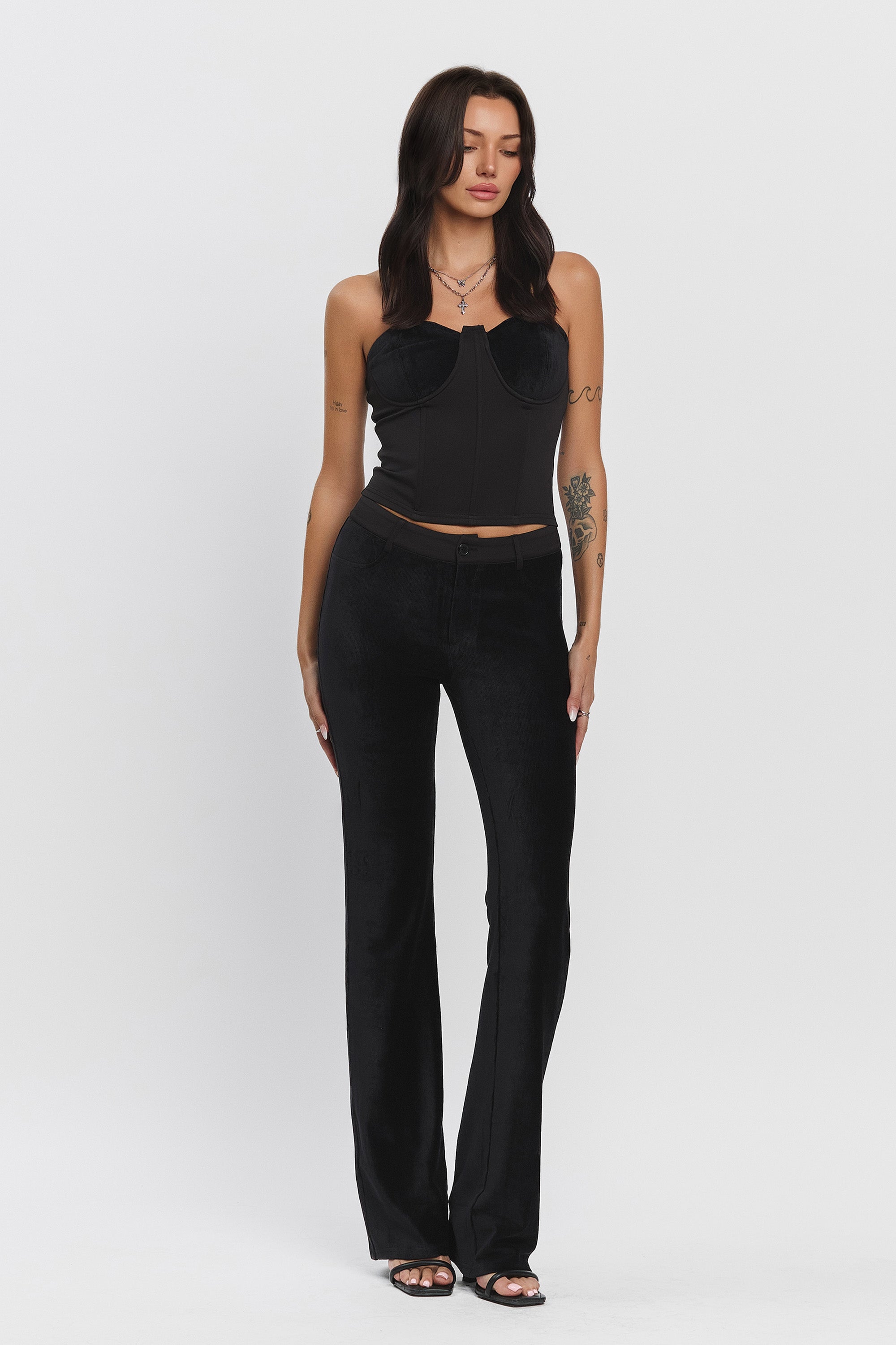 VIVIENNE STRETCH CORDUROY PANTS - BLACK