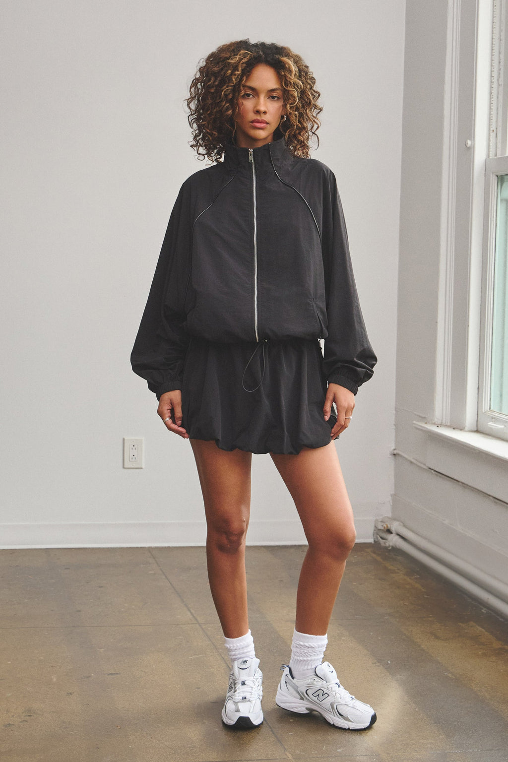 NAIA OVERSIZE TRACK JACKET - BLACK