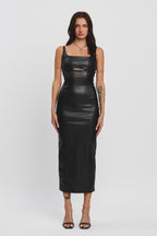 ROGUE CUT OUT MIDI DRESS - BLACK