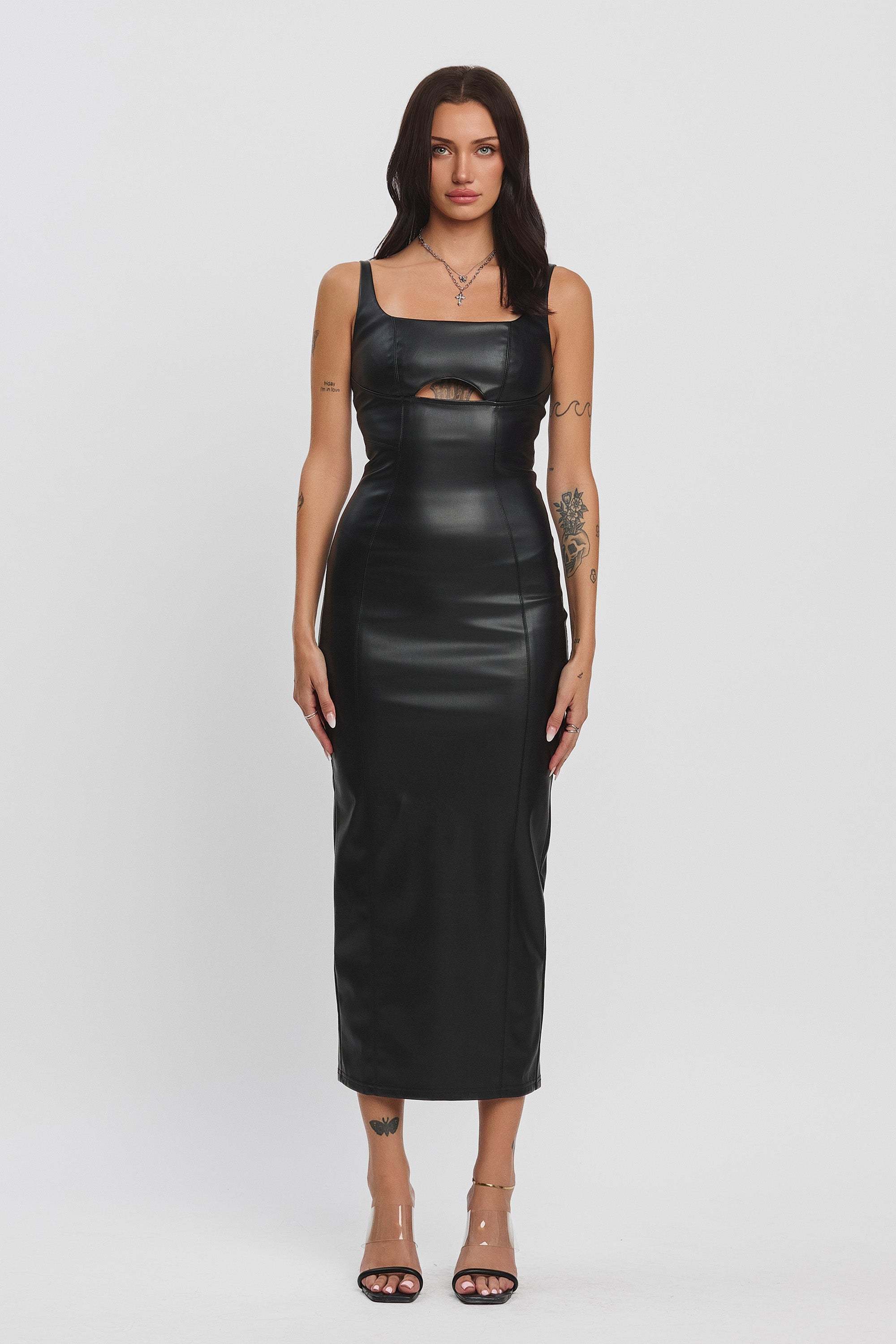 ROGUE CUT OUT MIDI DRESS - BLACK