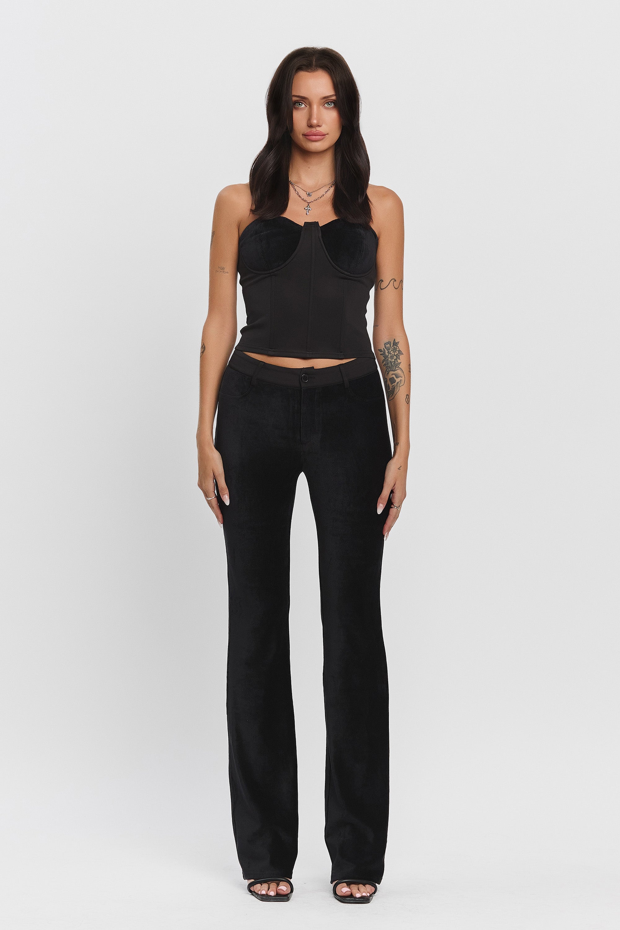 VIVIENNE STRETCH CORDUROY PANTS - BLACK