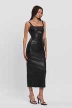 ROGUE CUT OUT MIDI DRESS - BLACK