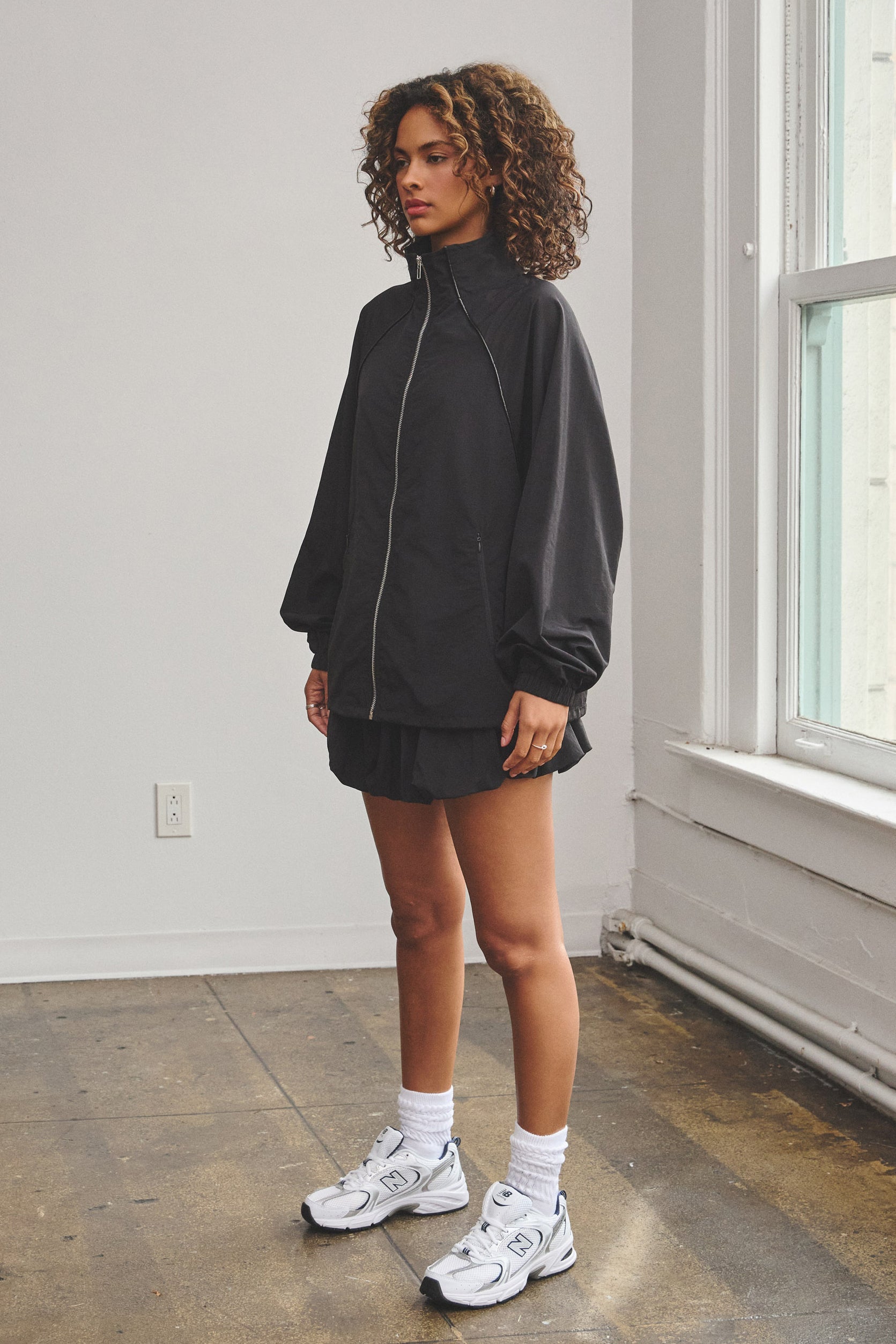 NAIA OVERSIZE TRACK JACKET - BLACK