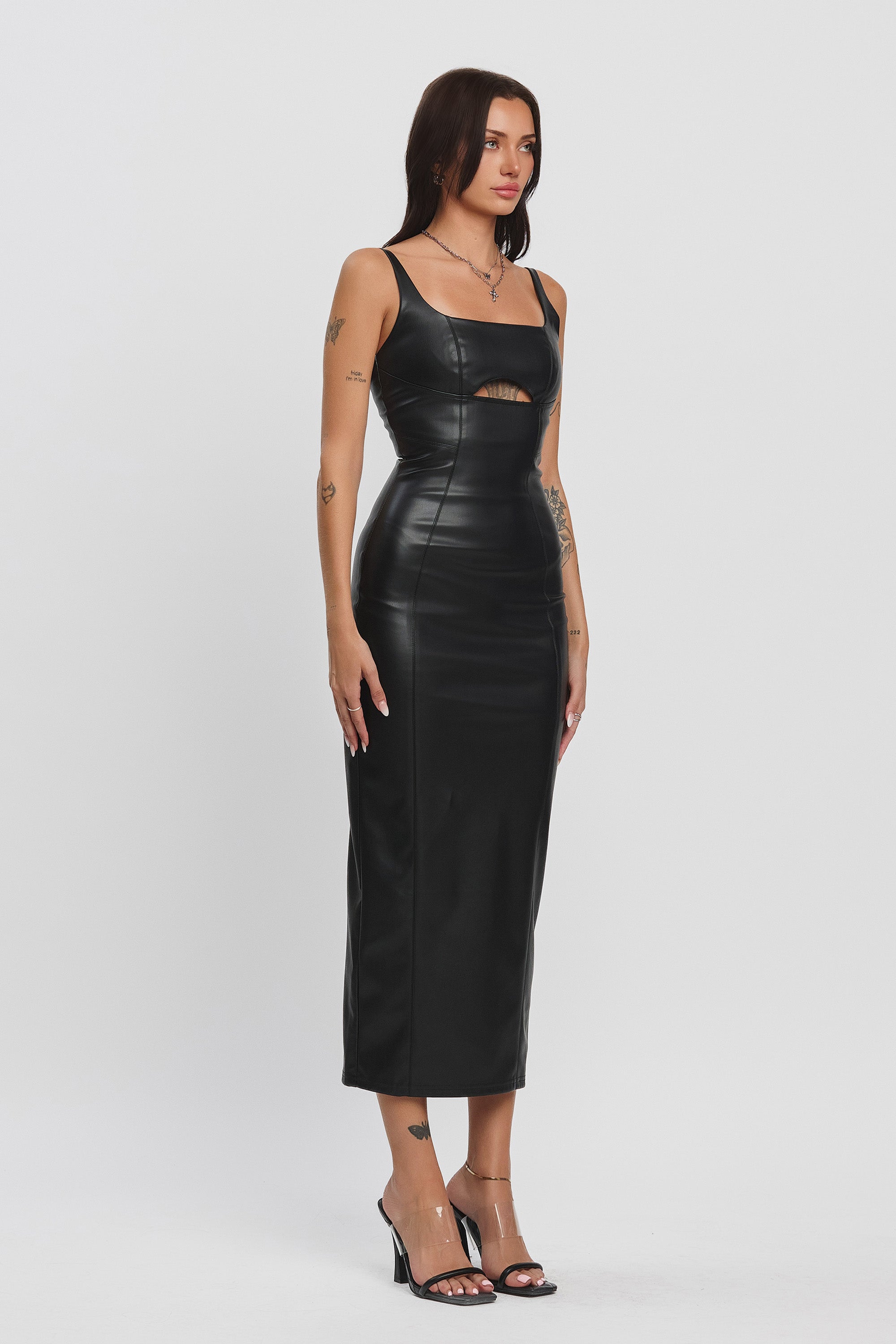 ROGUE CUT OUT MIDI DRESS - BLACK