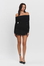 ISABELLE OFF SHOULDER TULLE DRESS - BLACK