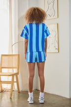 ATLAS SHORT SLEEVE FRENCH TERRY RUGBY TOP - BLUE COMBO