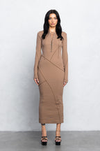 KIRA HOODED MAXI DRESS - MOCHA