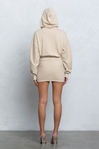AMI CROPPED ZIP-UP HOODIE - SAND