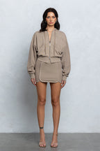 AMI CROPPED ZIP-UP HOODIE - CLAY
