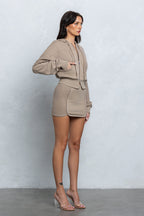 AMI CROPPED ZIP-UP HOODIE - CLAY