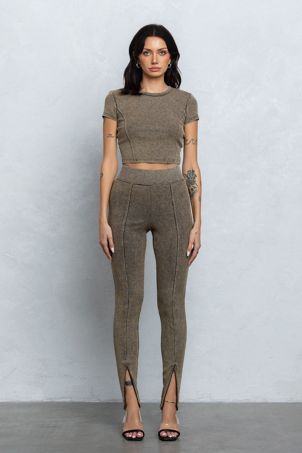 DAXON WASHED RIB BABY TEE - MUD