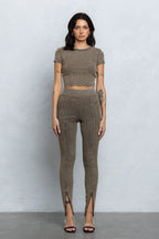 DAXON WASHED RIB BABY TEE - MUD