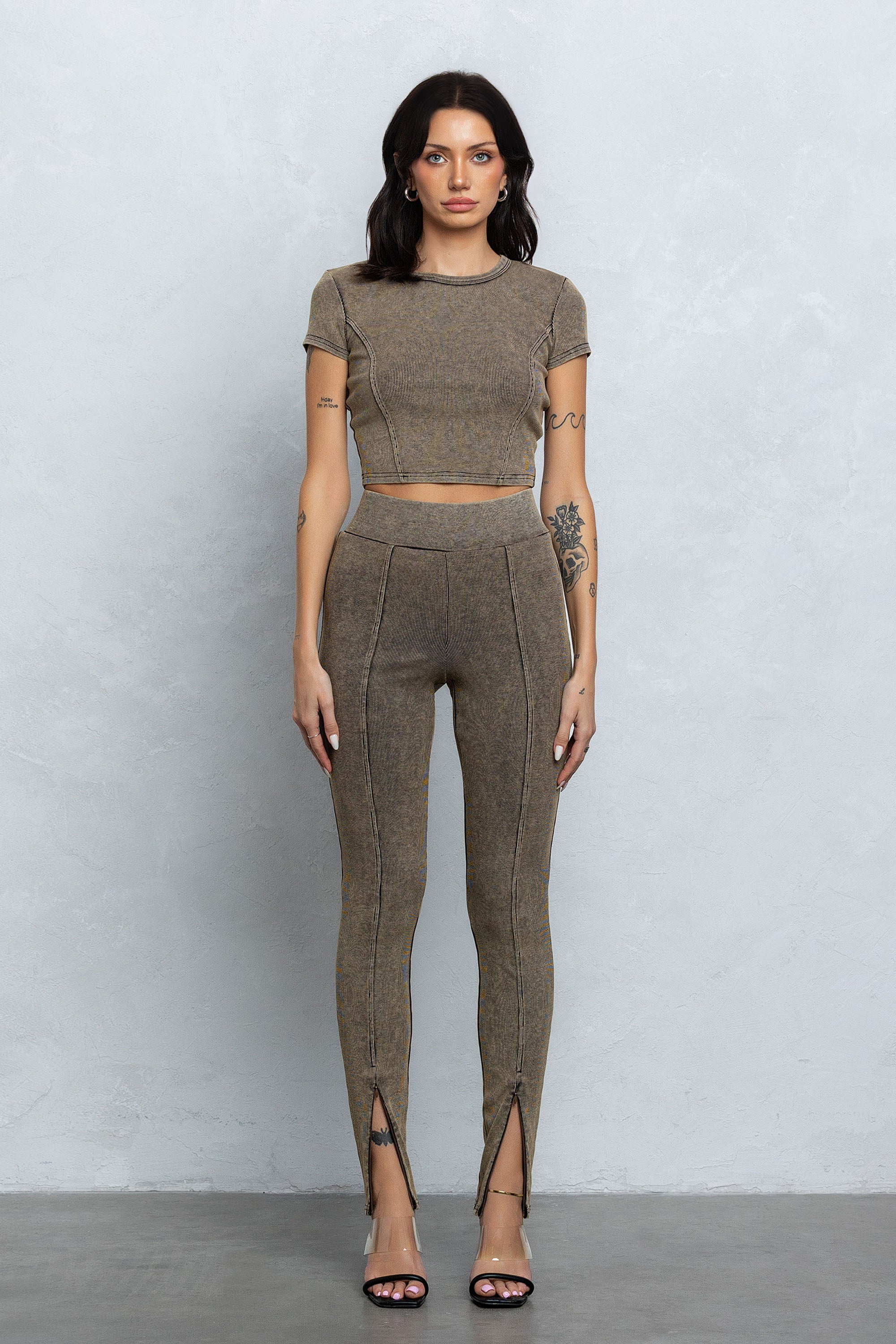 DAXON WASHED RIB BABY TEE - MUD