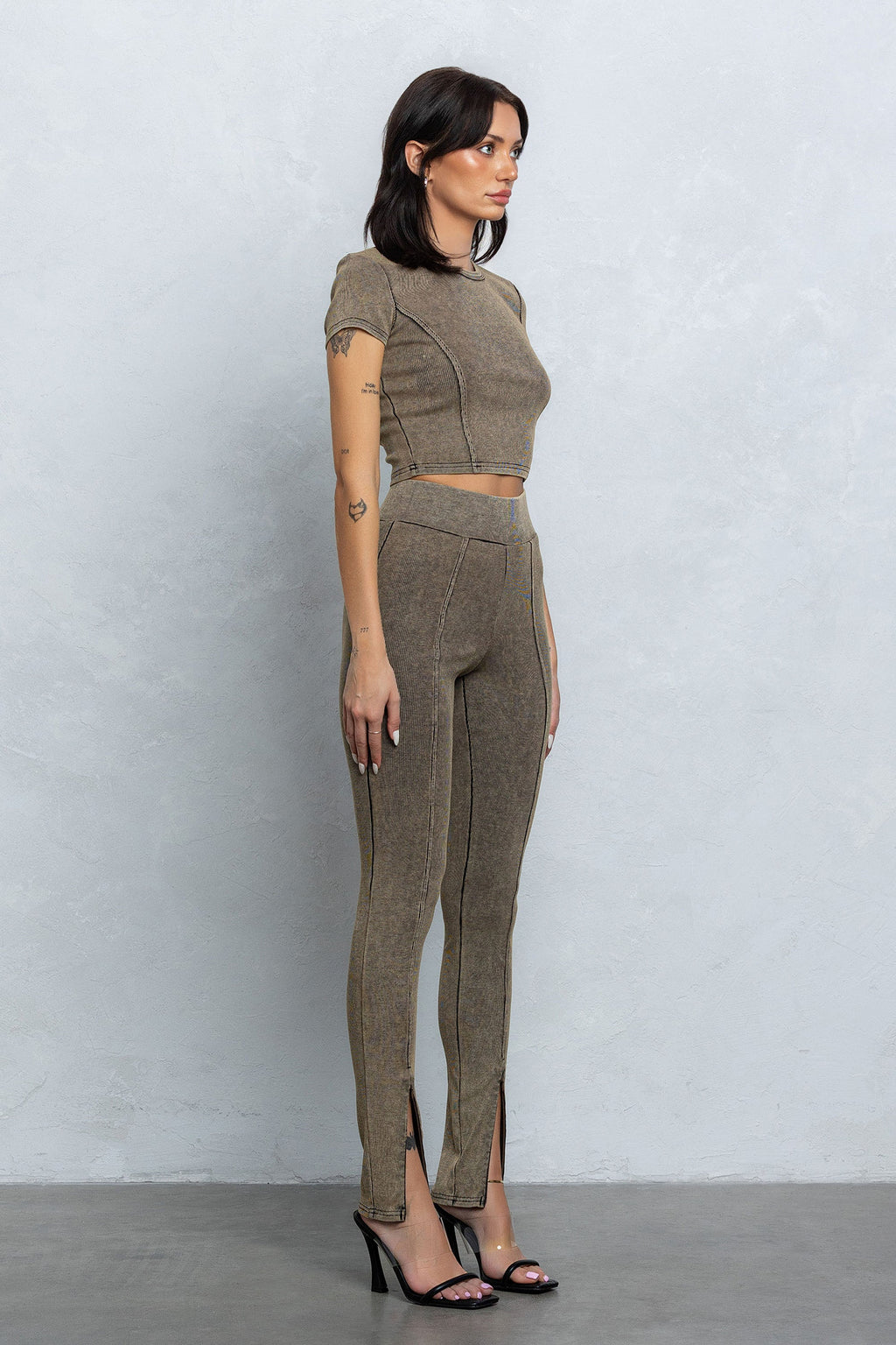 DAXON WASHED RIB BABY TEE - MUD