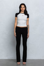 JENNI FOLD OVER FLARE PANTS - BLACK